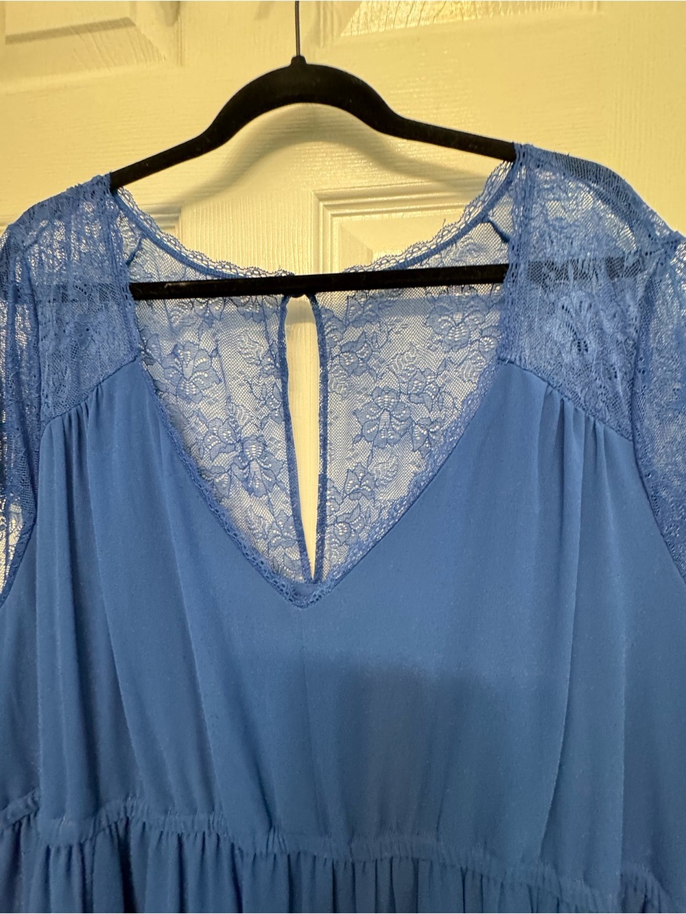 Torrid Blue Lace Yoke Chiffon Midi Dress - Picture 6 of 8